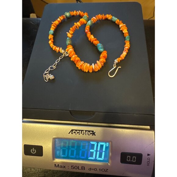 Jay King Sterling Silver Spiny Oyster Turquoise Nugget Necklace Southwestern - Picture 9 of 9